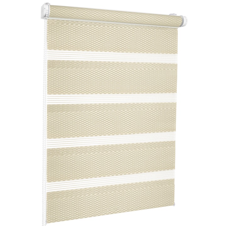 Текстилна ролетна щора, ратанова структура, неинвазивен монтаж, тип Ден и Нощ GRIN, P+R, 105x150 cm, бежова