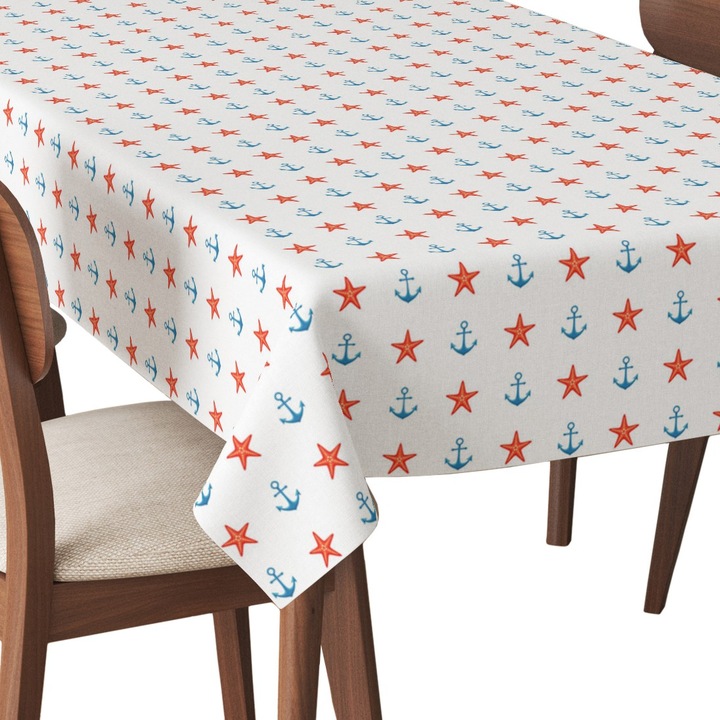 Abrosz, Horgonyok és csillagok, Poliészter, Téglalap, Méret: 140 cm x 350 cm, TDX577/350