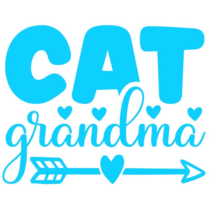 Sticker Exterior cu inimioare pentru o bunicuta crescatoare de pisici - animale de companie, Vinyl Albastru, 25 cm