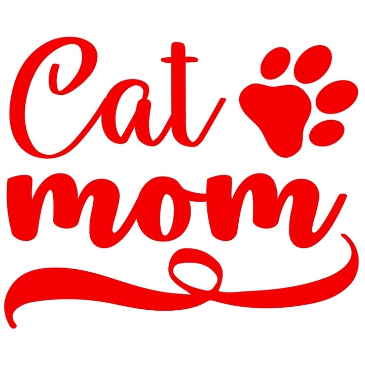 Sticker Exterior cu labuta pentru mamele iubitoare si crescatoare de pisici - afectiune apreciere, Vinyl Rosu, 40 cm