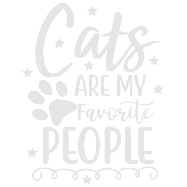 Sticker Exterior pentru iubitorii de pisici cu textul "Pisicile sunt oamenii mei favoriti", Vinyl Alb, 40 cm