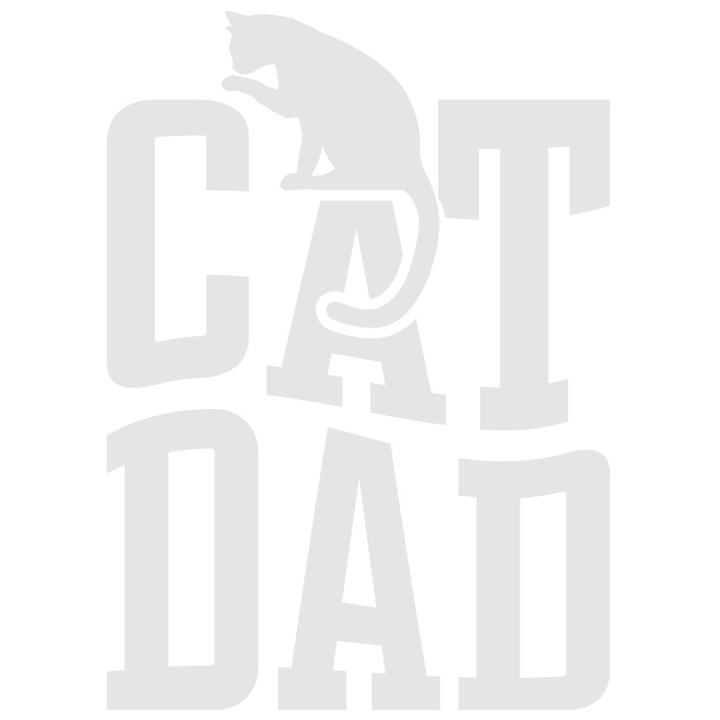 Sticker Exterior cu o pisica si textul "Cat dad" - tata de pisici, Vinyl Alb, 25 cm
