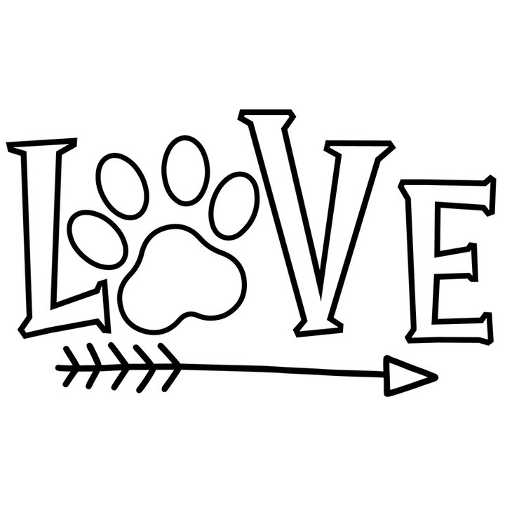 Sticker Exterior cu labuta pentru iubitorii de pisici - "Love", Vinyl Negru, 90 cm