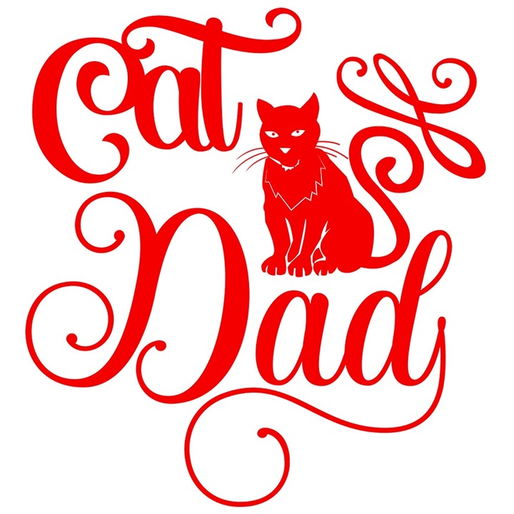 Sticker Exterior pentru un tata crescator de pisici - afectiune animale de companie, Vinyl Rosu, 30 cm