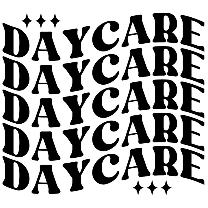 Sticker Exterior cu textul in engleza "Daycare" - gradinita/cresa grija copii, Vinyl Negru, 30 cm