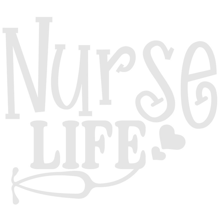 Sticker Exterior pentru asistentele medicale cu textul in engleza "Nurse life" - viata, Vinyl Alb, 20 cm