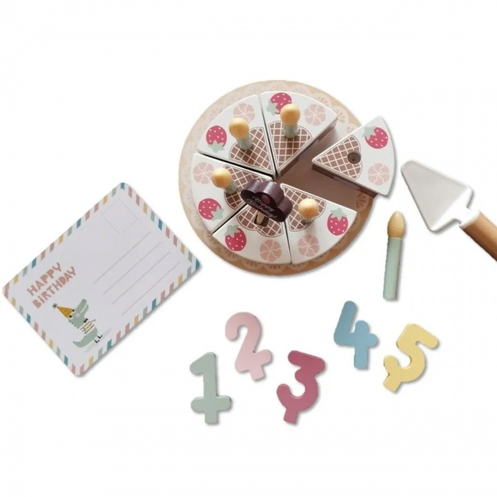 Set tort pentru copii Tooky Toy, multicolor, 20 Piese, lemn