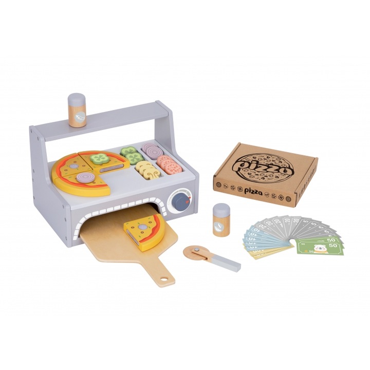 Cuptor pizza Tooky Toy, lemn, 3 ani+, multicolor