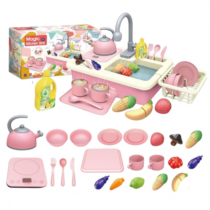 Zsink 2w1 pentru copii, set cu accesorii, culori frumoase, 3 ani+