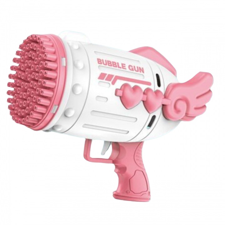 Woopie szappanbuborék pisztoly, 91 lyuk, rózsaszín, műanyag