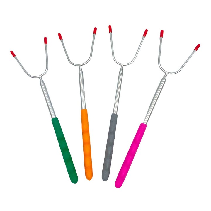 Set 4 furculite telescopice pentru gratar, Alpenburg, 29x115cm, multicolor, otel