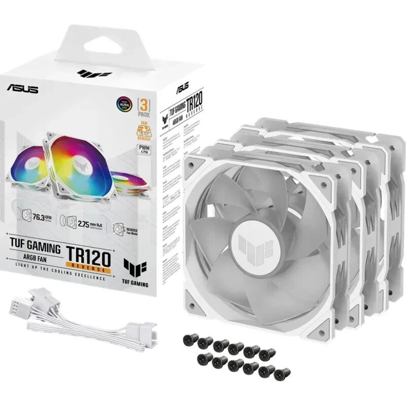 Ventilatoare Carcasa ASUS TUF GAMING TR120 ARGB, Alb, REVERSE 3in1