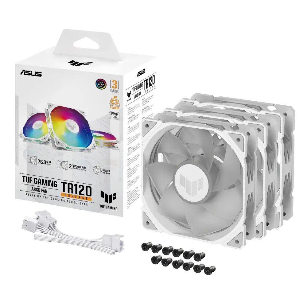 Ventilatoare Carcasa ASUS TUF GAMING TR120 ARGB ALB REVERSE 3IN1
