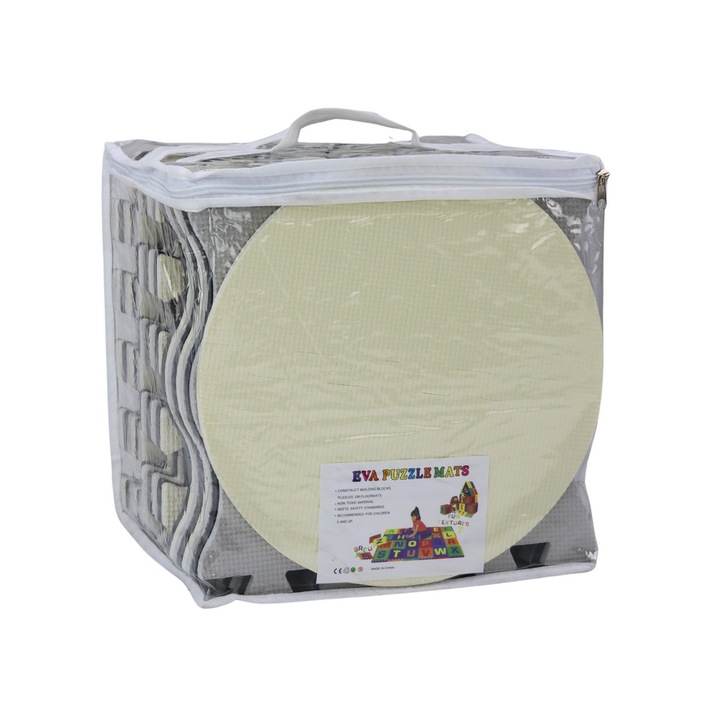 Puzzle Educational LEAN TOYS, Set 28 piese, Spuma EVA, Gri, 30x30x1cm