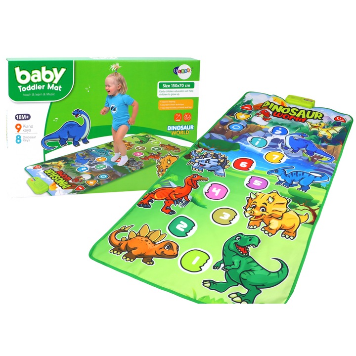 Covoras joaca interactiva LEAN TOYS, educational, sunete, dinozauri, 150x70cm