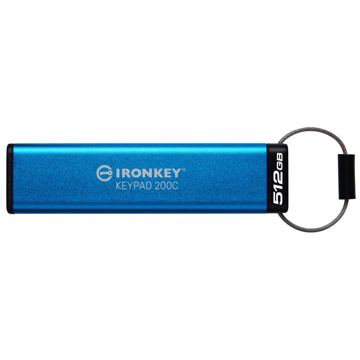 Memorie USB Kingston Technology, 512GB, USB-C, Keypad, Albastru, 120x120x25mm