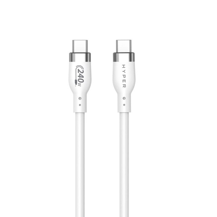 Hyper® кабел за данни и зареждане, USB Type-C към USB Type-C, бързо зареждане 240 W PD, трансфер на данни 480 Mbps, дължина 1M, бял