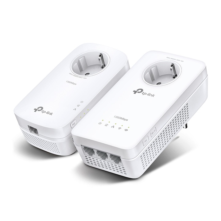 Powerline комплект TP-Link TL-WPA1300P, 1300 Mbit/s, бял, комплект от 2 броя