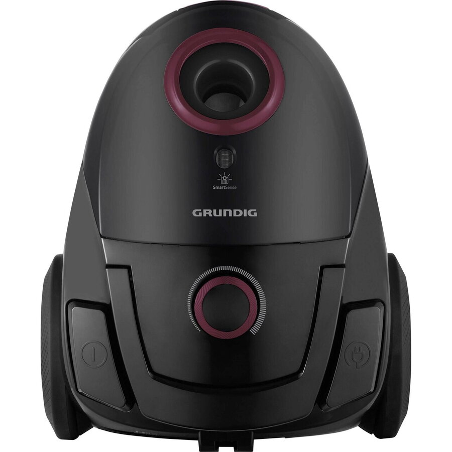 Aspirator cu sac Grundig VCC 3850 A, filtrare HEPA, 2.1L, negru cu rosu, 120x120x25mm