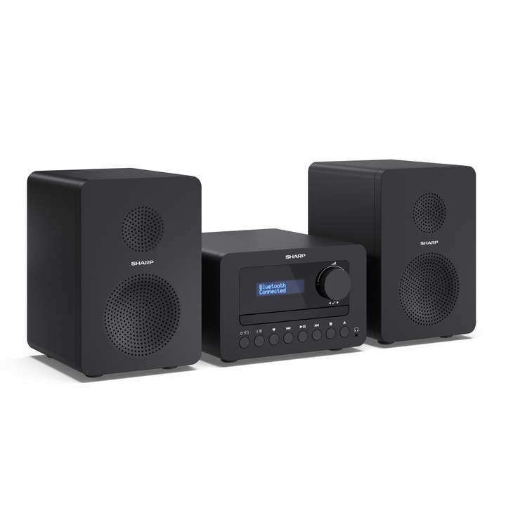 Sistem audio micro Sharp TOKYO DAB+, 40W, wireless, negru, 120x120x25mm