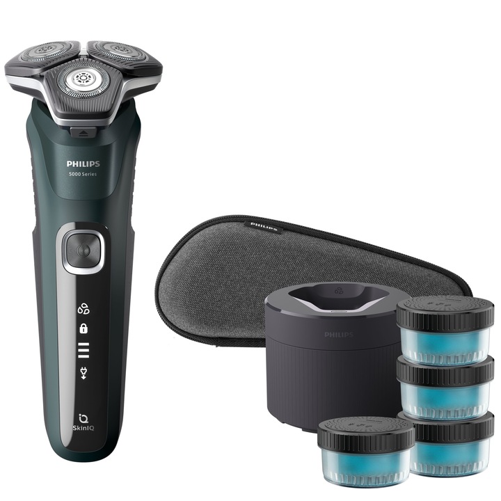 Самобръсначка Philips Series 5000 S5884/69, мокро и сухо, ножчета SteelPrecision, зелена, 265x165x252 мм, с почистваща станция