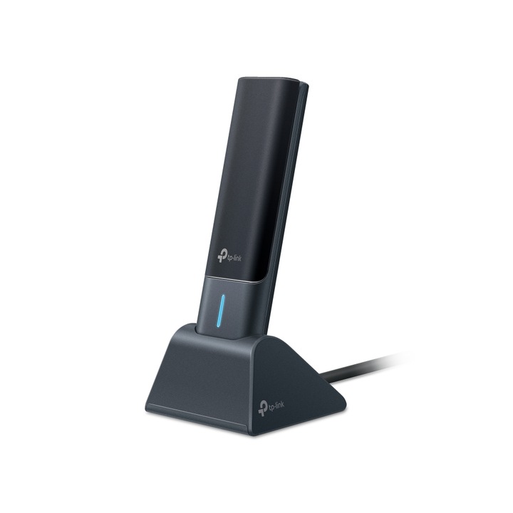 USB безжичен адаптер TP-LINK Archer AXE5400, Wi-Fi 6E, трибандов, 5400 Mbit/s, черен, 120x120x25mm