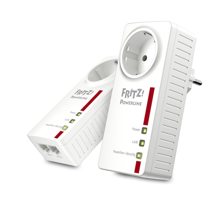 Комплект 2 Powerline адаптера, AVM FRITZ! 1220E, бял, 59х41х132мм