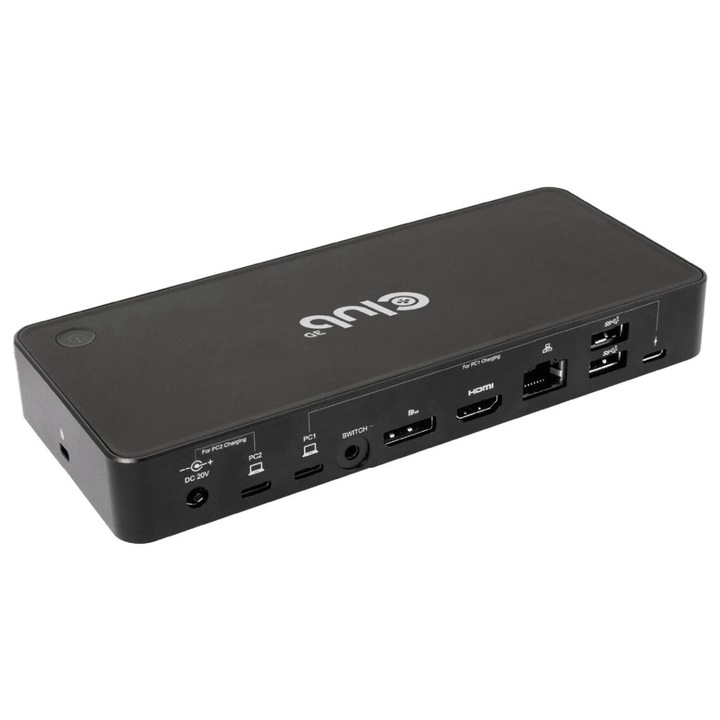 Switch KVM, CLUB3D, USB-C, HDMI / DisplayPort, 4K, 60Hz, Negru