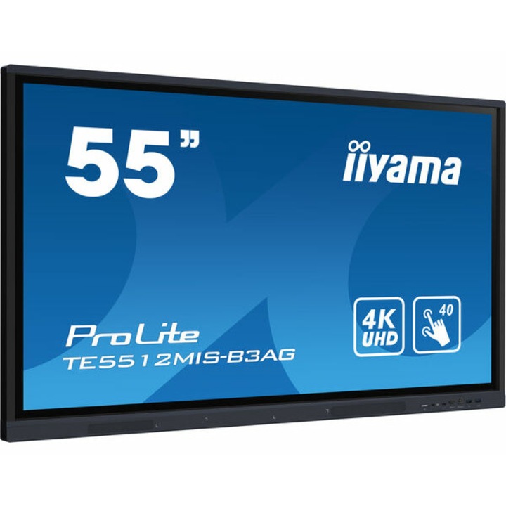 Monitor, Iiyama, 4K Ultra HD, érintőképernyő, 55 hüvelykes fekete