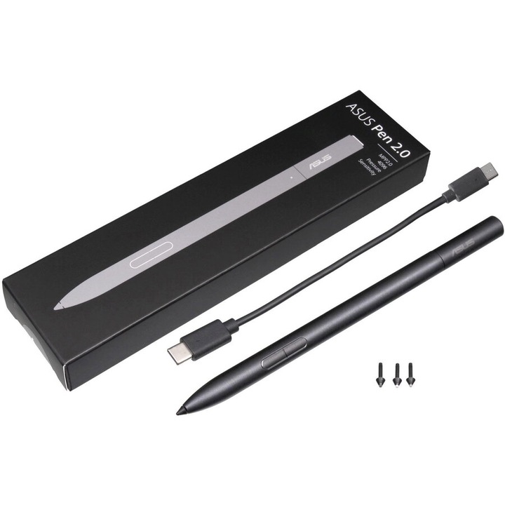 Stylus ASUS Pen 2.0, Compatibil laptop, Negru, 120x120x25mm