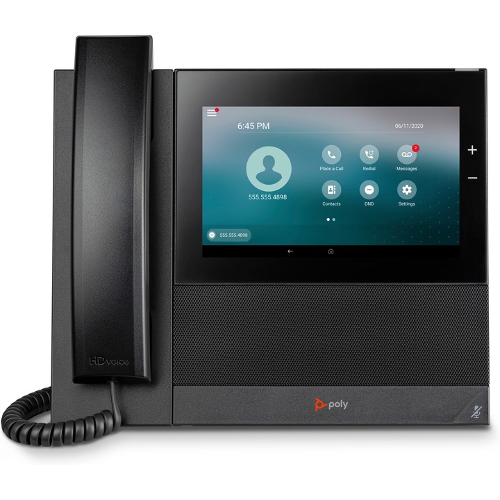 Poly IP telefon, CCX 600, 24 soros, 7" LCD képernyő, Gigabit Ethernet, fekete