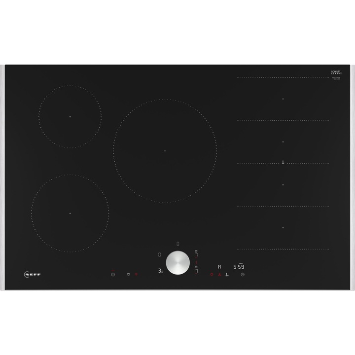 Plita cu inductie Neff N 90, incorporabila, control touch, Home Connect, TwistPad, negru, 80cm