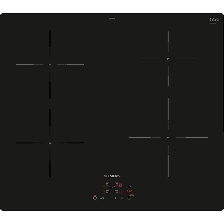 Plita cu inductie, Euotboup, panou LCD, 8 functii, 2200 W, setare temporizator, control tactil, negru
