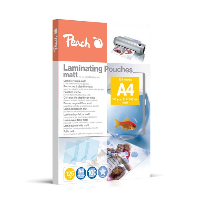 Peach S-PP525-22 lamináló fólia, A4, 216x303mm, 100 db, átlátszó