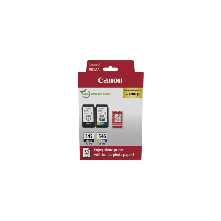Canon PG-545/CL-546 Multipack tintapatron + Photo Paper Value Pack 50db, 280079, Patron