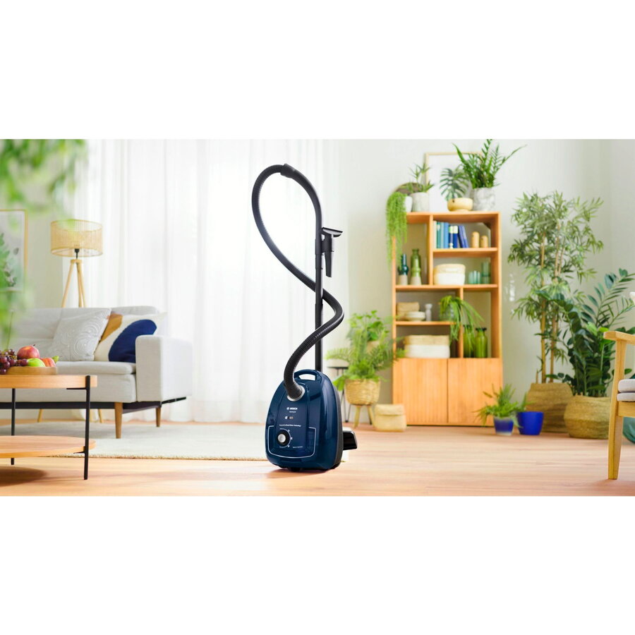 Aspirator cu sac, Bosch, Serie 4 BGD38BU2, Filtrare PureAir, 4L, Albastru