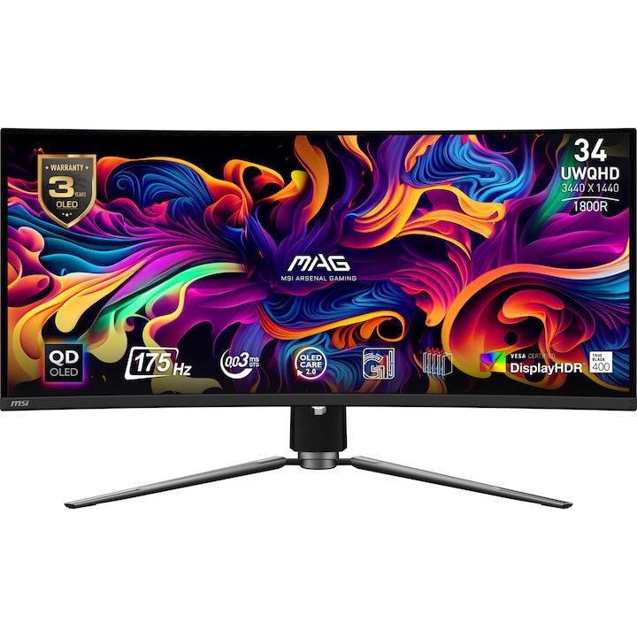 Monitor QD-OLED MSI MAG 341CQPDE, 34", 3440x1440, fekete