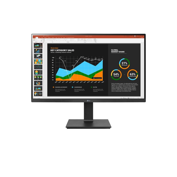Monitor, LG 27BQ65UB-B, 27", IPS LED, QHD, USB-C/DP/HDMI, Fekete