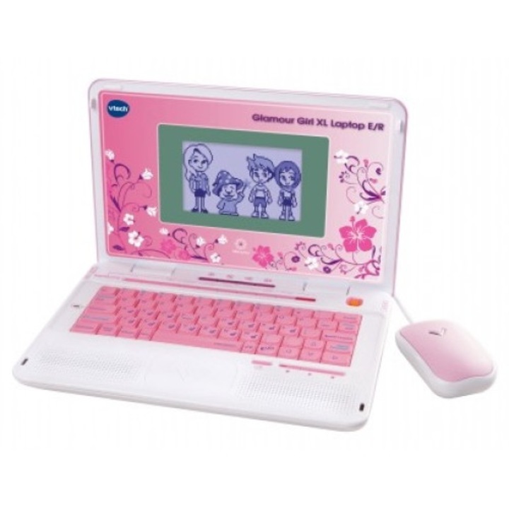Лаптоп за деца VTech, 7-9 години, розов/бял