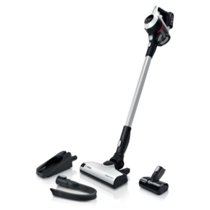 Aspirator vertical Bosch Serie 6 BKS611MTB, fara sac, uscat, negru si alb, 200x265x1220mm