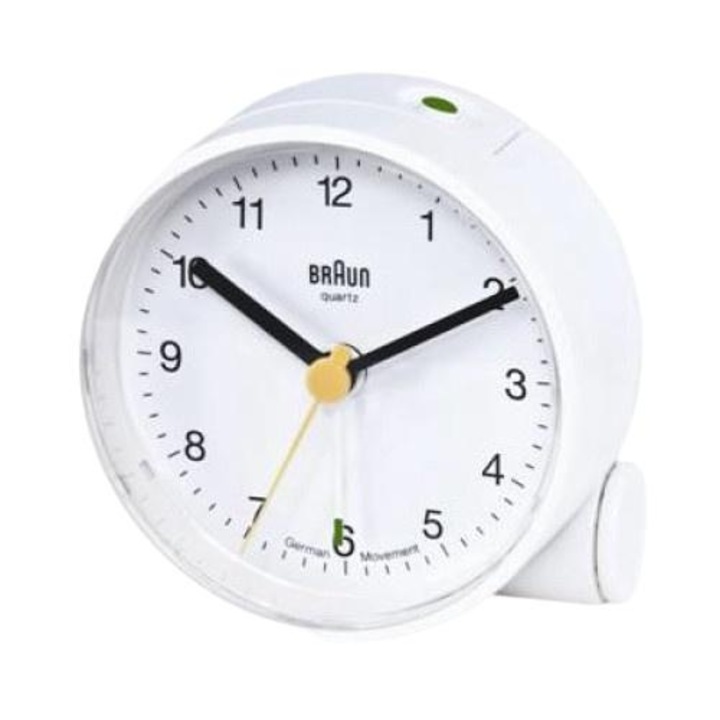 Kvarc ébresztőóra, Braun, BNC 001, 68x68x35 mm, fehér