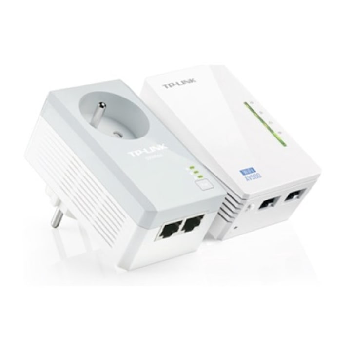 Комплект от 2 адаптера Powerline TP-Link TL-WPA4225 Kit, 500 Mbit/s, бял