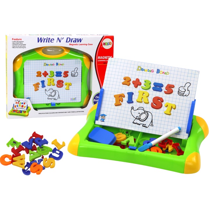 Mágneses Oktató Tábla Betűkkel, Számokkal és Rajzeszközökkel