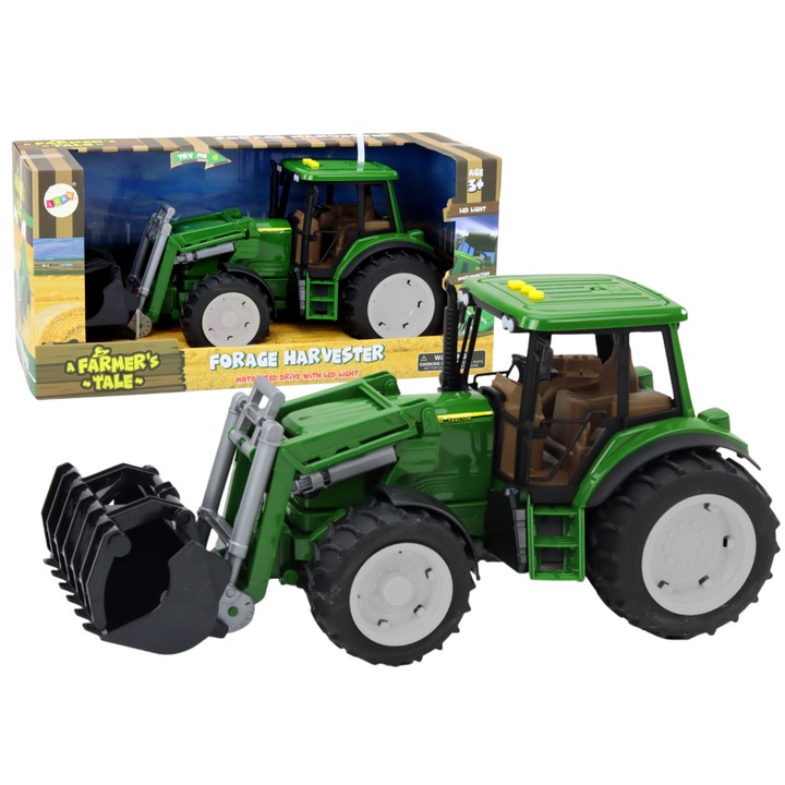 Играчка трактор, LEAN TOYS, пластмаса, зелен, 37x18x17.5cm