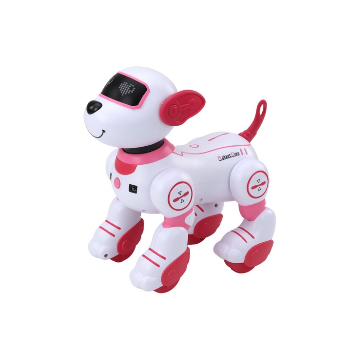 Интерактивен робот с дистанционно управление, Lean Toys, Модел куче, 3+, 23x23x14cm, Радиус 25 m, Розов/Бял