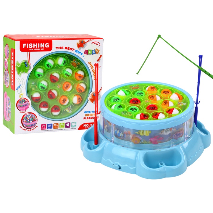 Jucarie interactiva copii, LEAN Toys, efecte luminoase si sonore, albastra, 19,5x19,5x8,5cm