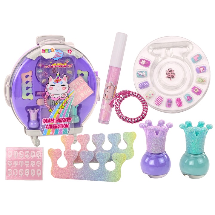 Set cosmetice, LEAN TOYS, 9 piese, multicolor, 27x30x8cm