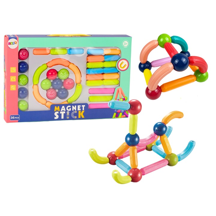 Конструктор 36 части, LEAN TOYS, Пластмаса, С калъп, 38.5x25.5x5 см, Многоцветен
