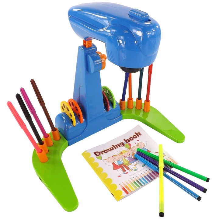 Projektor gyerekrajzokhoz, Luxma, Műanyag, LED-del, Játékok/Kifestőkönyv mellékelve, Többszínű