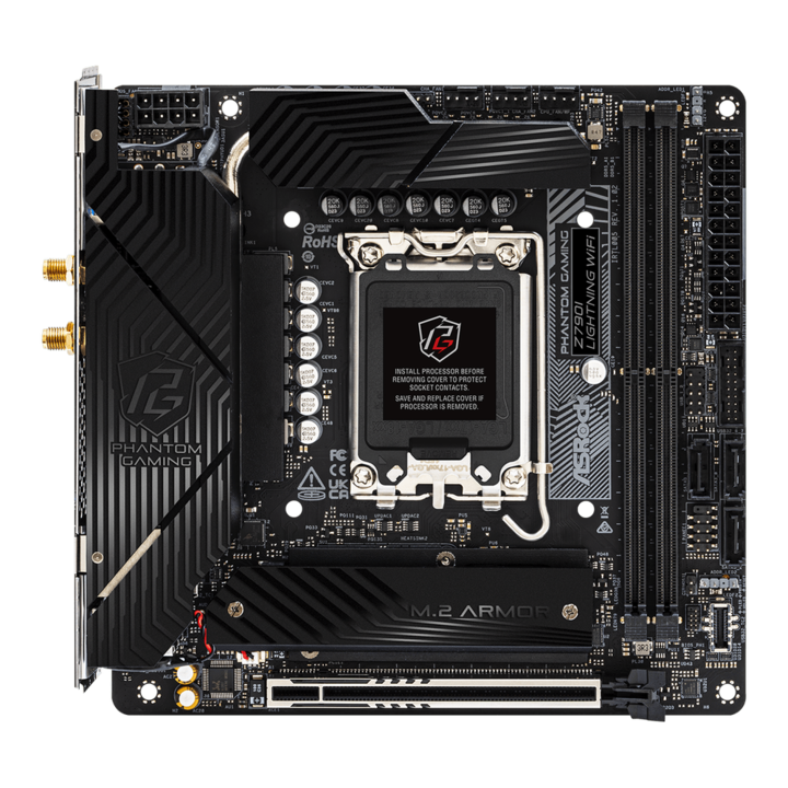 Placa de baza ASROCK Z790I LIGHTNING WIFI, Mini-ITX, Wi-Fi 6E, Bluetooth 5.3, LGA 1700, DDR5, 170x170mm